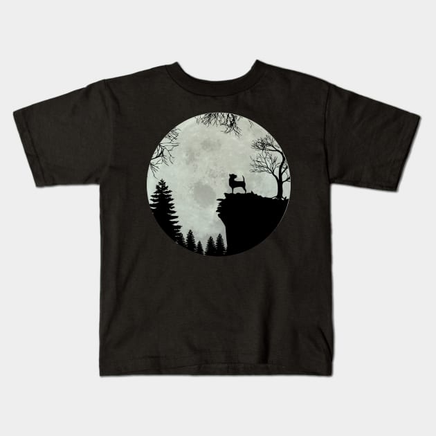 Chihuahua at full moon Kids T-Shirt by Anfrato